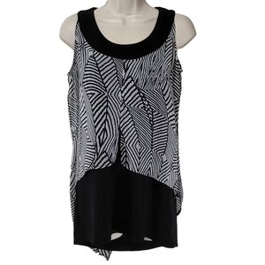 Picadilly Black White Striped Sleeveless Blouse Women’s Small